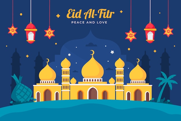 Vetor fundo plano eid al-fitr