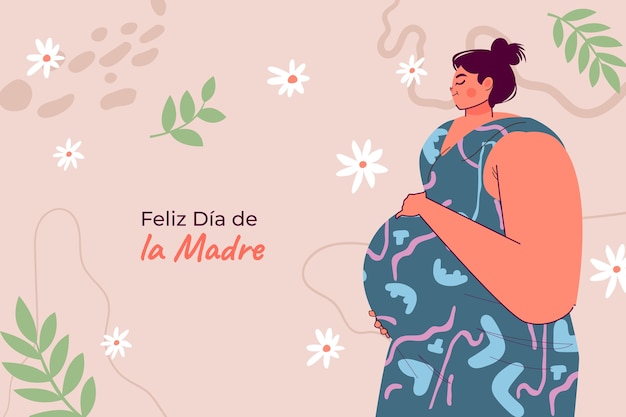 Vetor fundo plano para a celebração do dia da mãe em espanhol