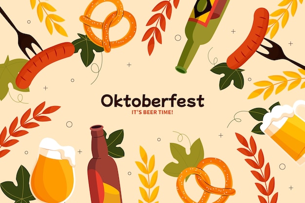 Vetor fundo plano para a celebração do festival de cerveja oktoberfest