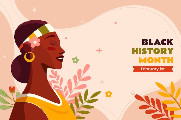 Vetor fundo plano para a celebração do mês da história negra