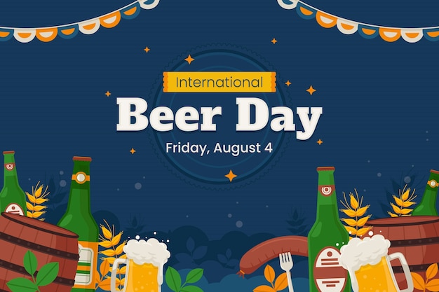 Vetor fundo plano para celebração do dia internacional da cerveja