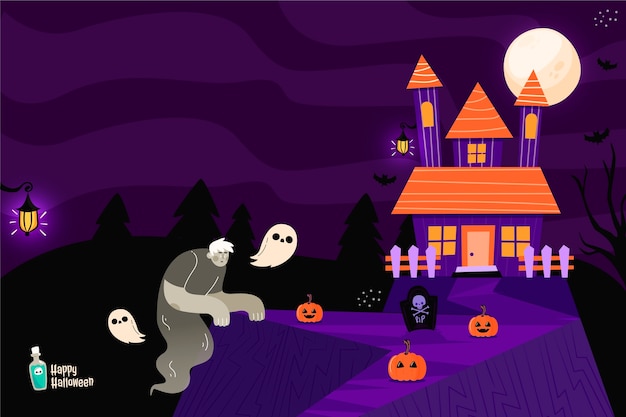 Vetor fundo plano para festa de halloween