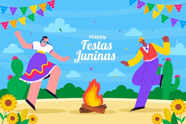 Fundo plano para festas brasileiras juninas festividades