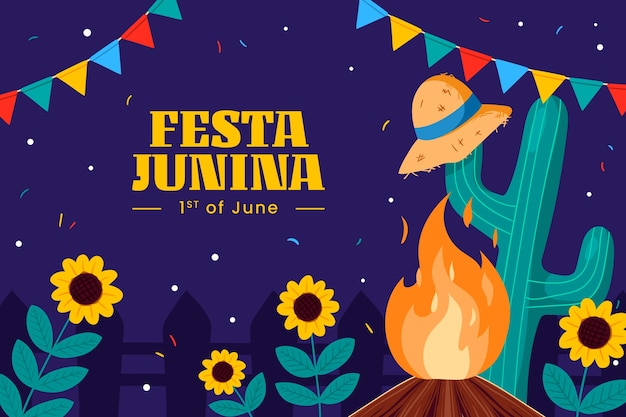 Vetor fundo plano para festas brasileiras juninas festividades