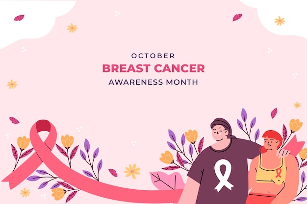 Fundo plano para o mês de conscientização sobre o câncer de mama