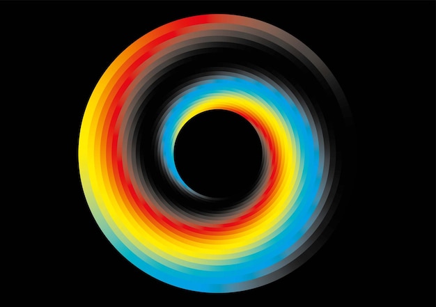 Vetor fundo preto abstrato com espiral colorida do arco-íris
