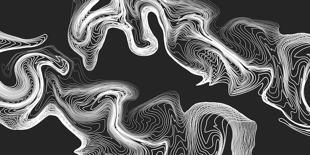 Fundo preto abstrato com listras brancas fluentes Fundo de arte abstrata groovy