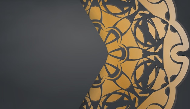 Fundo preto com ornamento de mandala de ouro e lugar para seu logotipo ou texto
