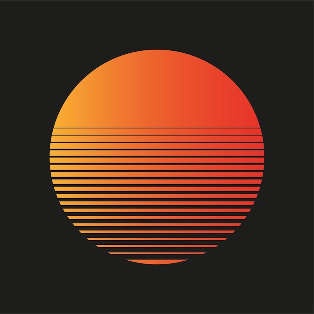 fundo preto do sol retrô. Cartaz de música. Ilustração em vetor. Imagem conservada em estoque.