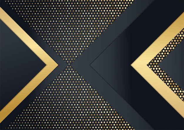 Fundo preto e dourado para modelo de design de apresentação de negócios com conceito corporativo premium elegante de luxo