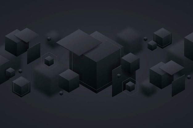 Fundo preto gradiente com cubos