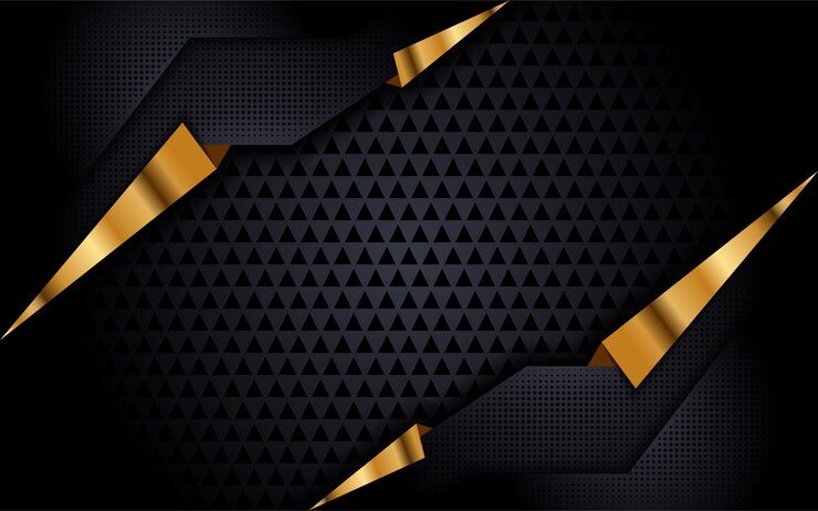 Vetor fundo preto moderno com sotaque dourado