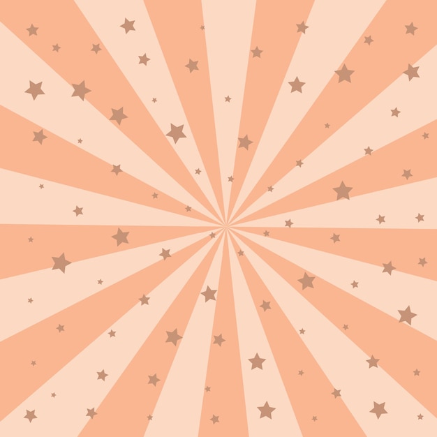 Vetor fundo radial giratório em cor trendy 2024 peach fuzz com estrelas