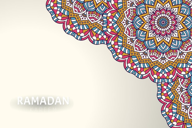 Fundo Ramadam Kareem com enfeites de mandala