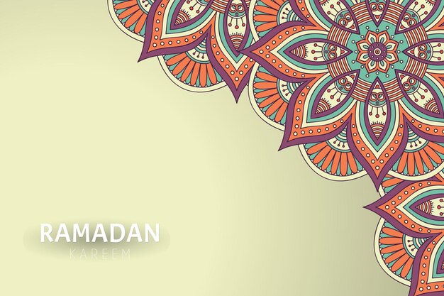 Fundo ramadam kareem com enfeites de mandala