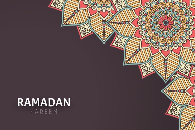 Fundo ramadam kareem com enfeites de mandala