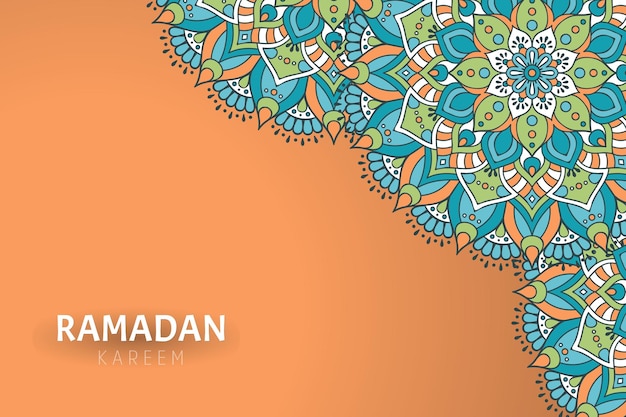 Fundo Ramadam Kareem com enfeites de mandala