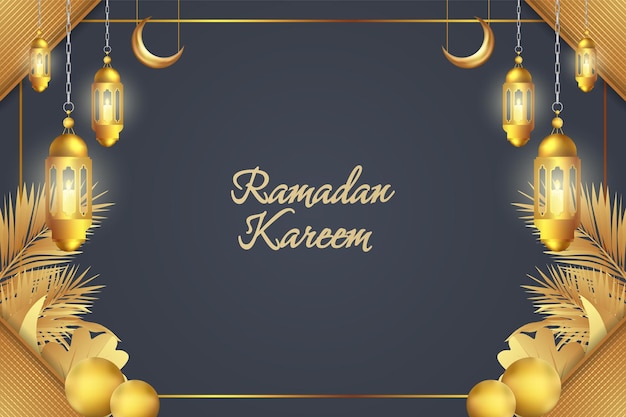 Fundo ramadan kareem islâmico cor cinza e ouro