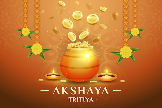 Vetor fundo realista de akshaya tritiya