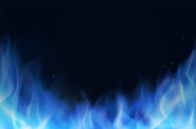 Vetor fundo realista de chama de fogo azul