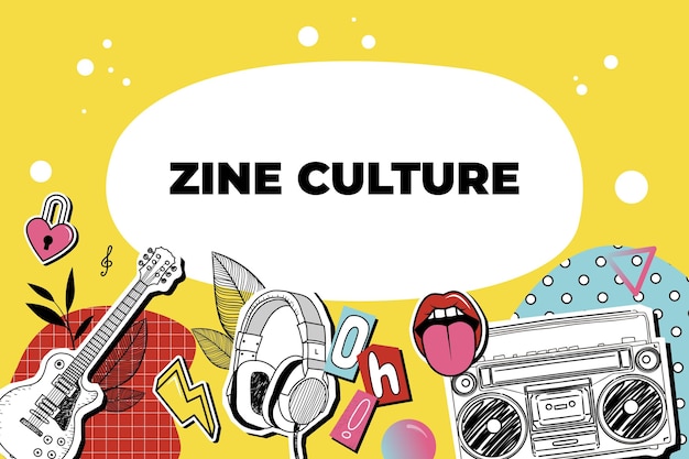 Vetor fundo realista de cultura zine