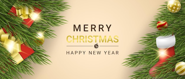 Fundo realista de Natal amarelo claro.