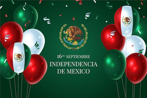 Vetor fundo realista do dia da independência mexicana