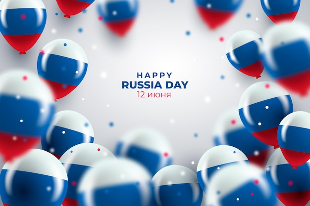 Fundo realista do dia da Rússia com balões