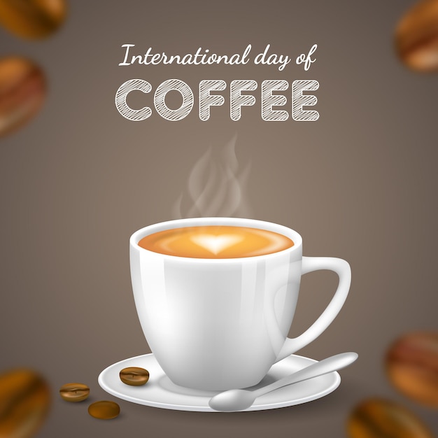 Vetor fundo realista do dia internacional do café