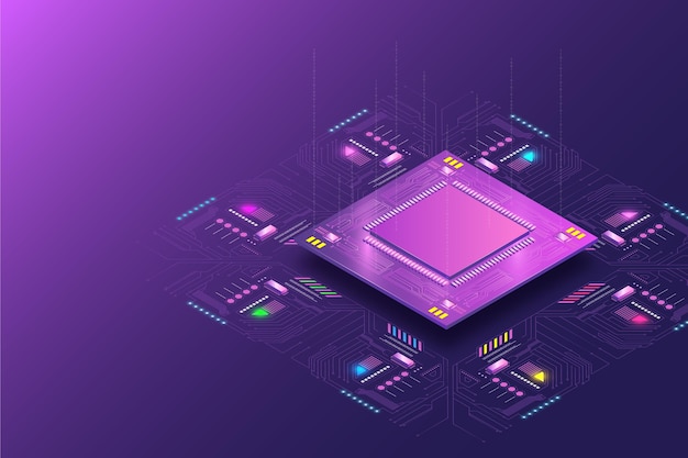 Fundo realista do processador de microchip