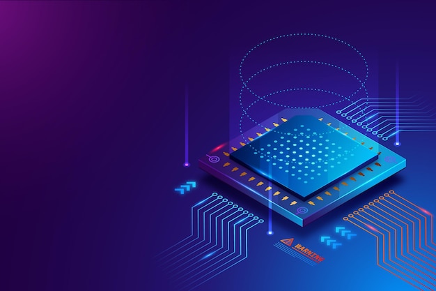 Fundo realista do processador de microchip