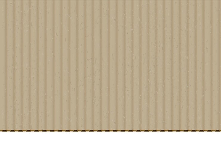 Vetor fundo realista do vetor da borda da folha de papelão ondulado. papel artesanal com borda cortada em fundo branco. papelão, textura da superfície em branco do material da caixa. cartão bege com ilustração de textura de flauta