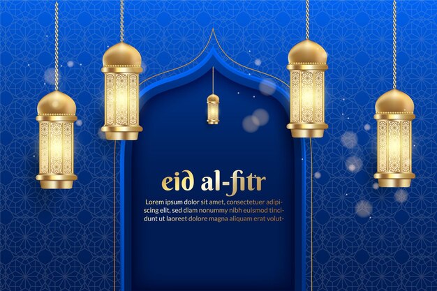 Vetor fundo realista eid la fitr vetorial grátis