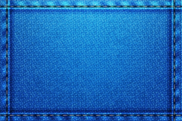 Fundo retangular jeans. textura áspera azul com fios.