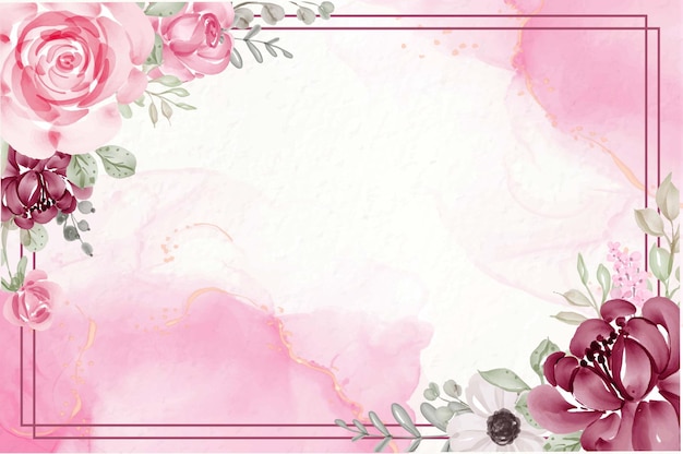 Vetor fundo rosa aquarela floral lindo com flor