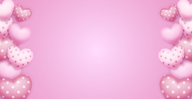 Fundo Rosa com Coração Colorido