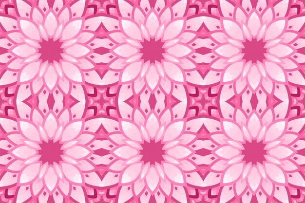 Fundo rosa com padrão floral de azulejos sem costura