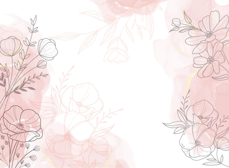 Vetor fundo rosa com uma moldura de flores e folhas