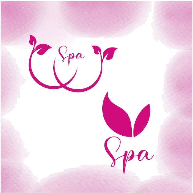 Fundo rosa e branco com a palavra spa e logo rosa.