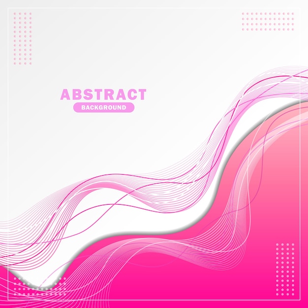 Vetor fundo rosa e branco com fundo abstrato de onda de linha dinâmica para banner ou panfleto
