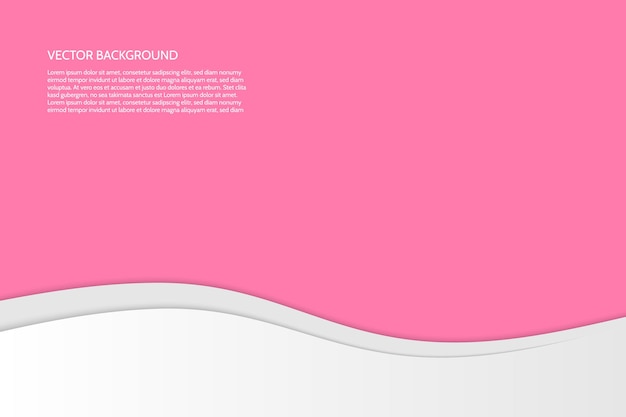 Vetor fundo rosa ondulado simples moderno de vetor com efeito de papel. fundo com ondas cinza e brancas. texto de amostra.