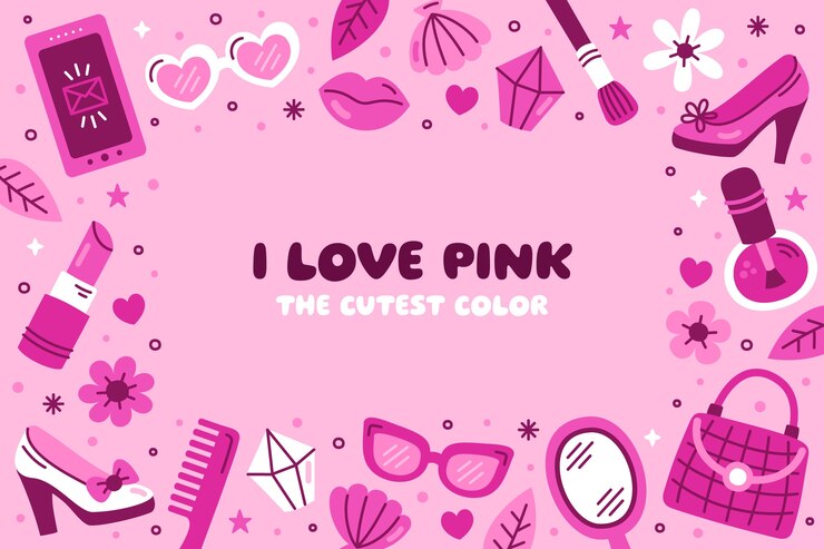 Vetor fundo rosa quente desenhado à mão