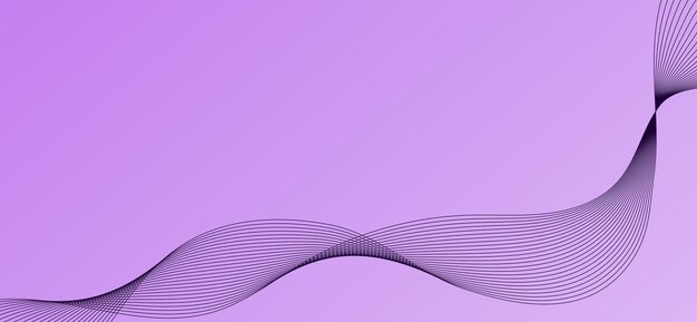 Vetor fundo roxo com onda linear abstrata bandeira com design elegante minimalista