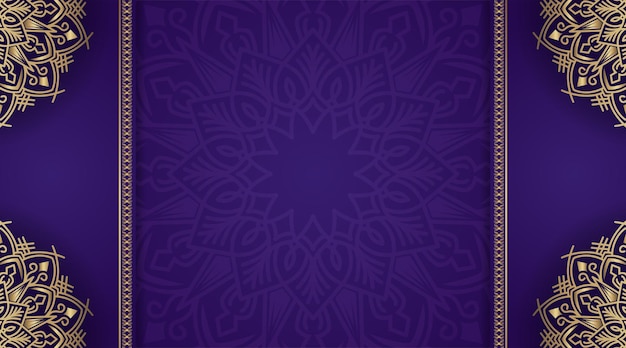 Fundo roxo com ornamento de mandala dourada