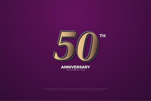 Fundo roxo do 40º aniversário com números marrons e ligeiramente dourados.
