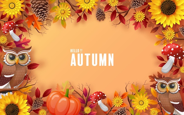Fundo sazonal de férias de outono com folhas de outono coloridas