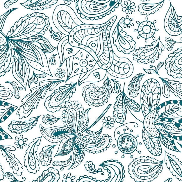 Fundo sem costura com ornamentos paisley orientais para motivos étnicos de papel de parede e design têxtil