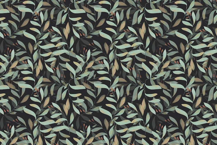 Vetor fundo sem costura padrão vintage natureza flores florais folhas em estilo aquarela