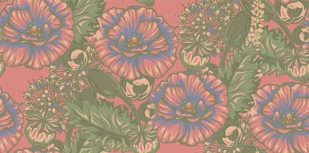 Vetor fundo sem costura vintage com flor