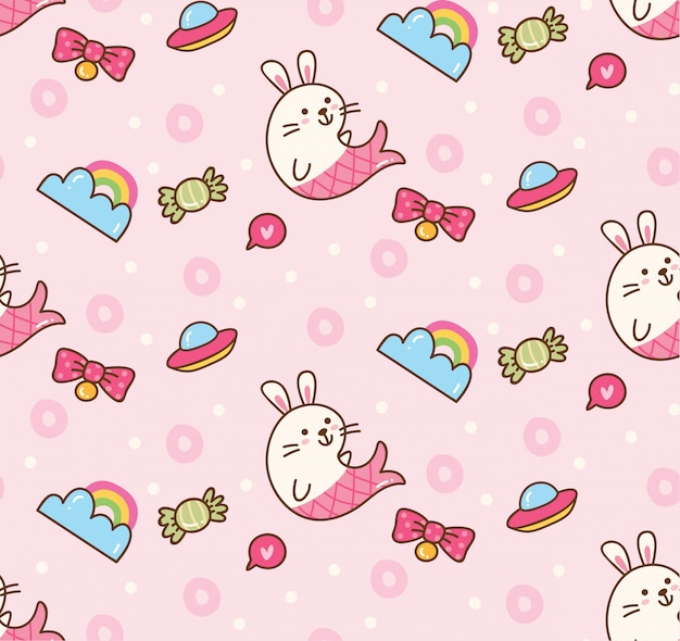 Fundo sem emenda de fantasia no estilo kawaii